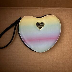 Betsey Johnson Heart-Shaped Rainbow Wristlet